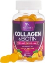 Collageen Gummies with 2500mcg Biotine, Vitamine C & Zink - Gehydrolyseerde Collageen Peptide Type 1 & 3 Supplement - Geavanceerd haar, huid en nagelgroei Ondersteuning voor vrouwen en mannen, Glutenvrij, niet-GMO - 60 Tel.