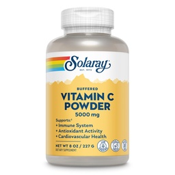 SOLARAY Vitamin C Powder 5000mg - Buffered Vitamin C with 570mg Calcium - Antioxidant and Immune Support Supplement, Heart Health Support - Vegan, Gluten Free, 60-Day Guarantee, 37 Servings, 8oz