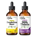 Teinture de racine de dandelion sauvage et biologique et de chardon de lait Teinture de 4 fl oz - Le foie nettoie le détox Support - gouttes d'extrait de racine de dandelion - Supplément de chardon de lait - Pas de sucre et d'alcool