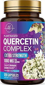 Quercetine Supplement 1000mg - Natuurlijke, plantaardige ondersteuning voor Immuun, Cellulair, Ademhalingsstelsel- en Seizoensgebonden veranderingen - Extra sterkte quercetine Dihydraat van Sophora Japonica - 120 Veggie Capsules