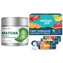 Venture Pal Ceremonial Grade Matcha Powder & Chewable Electrolyte Tablets – Sugar-Free Hydration Support, 80 Count