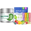 Venture Pal Ceremonial Grade Matcha Powder & Electrolyte Hydration Packets – Sugar-Free Drink Mix with 5 Vitamins, 16 Sticks