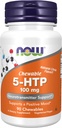 NOW Foods Supplements, 5-HTP (5-hydroxytryptofaan) 100 mg, Neurotransmitter Support*, 90 Chewables