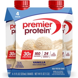 Premier Protein Shake, Vanilla, 30g Protein, No Added Sugar, 24 Vitamins & Minerals to Support Immune Health, 11 fl oz, 4 Pack