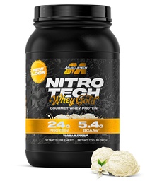 MuscleTech Whey Protein Powder (Vanilla Cream, 2LB) - Nitro-Tech Whey Protein Isolate Smoothie Mix for Lean Muscle & Recovery - 24g Whey Gold for Women & Men - Packaging May Vary