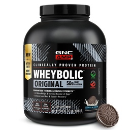 GNC AMP New Wheybolic- Clinically Studied Whey Protein Powder for Workouts & Active Lifestyles- High Leucine Content- Smooth Mixing Drink Mix for Fitness Shakes- Cookies & Cream- 58.4 Oz (26 Servings)