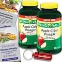 Spring Valley Apple Cider Vinegar Capsules 450 mg Dietary Supplement 250 Ct 2 pk (500 Total) + Vitamin Vitality & Pill Container (4 Items)!