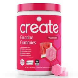Create Creatine Monohydrate Gummies for Men & Women, Boost Focus, Strength, and Endurance, Anti-Melting Formula, Vegan, Gluten-Free, Non-GMO, 1.5g of Creatine per Gummy (Watermelon)