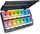 Extra Large Organisateur de pilules hebdomadaires 2 fois par jour - Remettre Am/Pm Daily Pill Case Medicine Organizer, Push Button 7 Day Pill Box for Pills/Vitamine/Cod Liver Oil/Supplements (Rainbow)