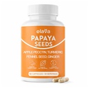 Elava Papaya Seeds Capsules, Organic Papaya Seeds Gut Cleanse Support, Digestive Enzymes with Turmeric, Ginger, Peppermint & Fennel, Non-GMO, Gluten & Lactose Free, 60 Capsules
