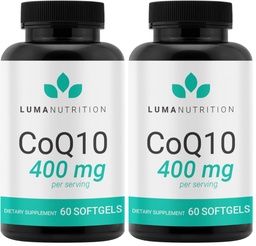 Luma Nutrition CoQ10 400mg Softgels - High-Absorption Coenzyme Q10 - Co Q-10 200mg / 400mg Per Serving - Heart Health - 60 Liquid Softgels (Pack of 2)