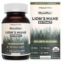 MycoMax Lions Mane Supplement - 70% Beta Glucans, Max Potency Organic Lion’s Mane Extract, US Grown + Ultrasonic Extraction - 500 mg serving - Supports Mental Clarity, Focus and Memory - 60 Capsules