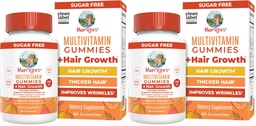 MARYRUTH'S Multivitamin + Hair Growth Gummies | with Lustriva® | Biotin 10000mcg | B Vitamins | Formulated for Thicker Hair, Wrinkles, Fine Lines, Skin Care | Ages 18+ | 30 Servings (Pack of 2)