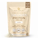 ZenHalal Collagen Powder with Vitamin C & Probiotic - Pure Grass Fed Halal Collagen Peptides for Women - Hydrolyzed Bovine Type I & III for Skin, Hair, Nails, Joints and Gut (Vanilla - 15.4 Oz)