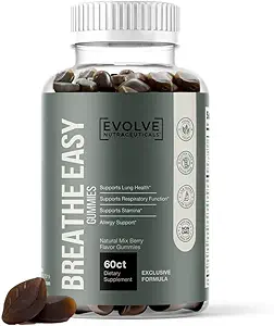 Evolve Respirez facilement Gommies pulmonaires, Mullein Leaf, Boswellia Resin, Nettle Root, Forskolin, Butterbur, Bromelain, Allergy Relief, Asthme, Support de la toux, Fumers Lung, Vaping Malness