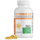 Bronson Vitamine D3 10.000 IE (250 mcg) Hoge potentie - Ondersteunt gezond immuunsysteem, sterke botten, spieren en tanden - niet GGO, 360 Softgels