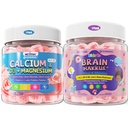 Kids Calcium Gummies + D3 & Magnesium +Kids Brain Gummies with Lion's Mane Mushroom, Methyl B6, B9, B12, Supper Green