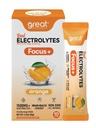 Focus+ Nootropic Electrolyte: Hydration & Brain Support for Cognitive Enhancement, Memory, Concentration - Citicoline, Organic Caffeine, Methyl B12 - USA Made (10 Packets) (10 Packets, Orange)