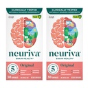 NEURIVA Original Brain Supplement for Memory, Focus & Concentration + Learning & Accuracy with Clinically Tested Nootropics Fosfatidylserine and Neurofactor, Cafeine Free, 30 Capsules (2 Pack)