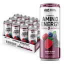 Optimale Voeding Amino Energy Sparkling Hydration Drink, Elektrolyten, Cafeïne, Aminozuren, BCAA's, Suikervrij, Berry Burst, 12 Fl Oz, 12 Pack