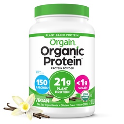 Orgain Organic Vegan 21g Protein Powder, Vanilla Bean, 2.03 lb