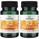 Swanson Vitamin K2 (Menaquinone-7) - Vitamin Supplement Supporting Cardiovascular and Bone Health - Made from Japanese Natto to Help Regulate Calcium - (30 Softgels, 100mcg Each) (2 Pack)