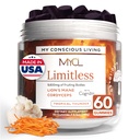 MYCL Limitless 320 mg Cordyceps and Lions Mane Mushroom Gummies for Kids and Adults with 180 mg Cognizin Citicoline - Focus, Mental Clarity, Energy Support - Vegan, Organic, Gluten-Free - 30 Servings