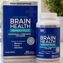 Brain Health Memory Plus • Magnesium L-Threonate & Citicoline Tablets • Supports Focus, Memory & Attention • High Absorption, Caffeine-Free, Easy to Swallow • 100 Count 50-Day Supply..