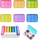 7 Piece Set pil Organizer 6 keer per dag, Weekly Daily Travel Medicine Organizer Portable 7 Day 42 Compartments Pill Box met Vocht-Proof Pill Case Reizen Pillen Container voor Vitaminen, Complementen
