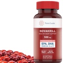 NovaKrill Krill huile Omega 3 supplément – 1000mg Softgels avec EPA, DHA, Astaxanthin – Pas d'arrière-goût de poisson – Facile à avaler huile de krill antarctique – 60 capsules liquides