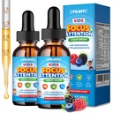 Kids Focus and Attention Supplements with Phosphatidylserine, Omega-3, Magnesium Glycinate & L-Theanine, Brain Vitamins Liquid Drops for Kids Memory, Cognitive, Calm & Mood, Mixed Berry, 4 Fl Oz