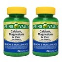 Calcium, Magnesium, Zinc Plus Vitamin D3, Dietary Supplement, 250 Count, (Pack of 2)
