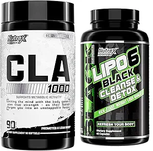 Nutrex Research CLA, 90 gels souples - 1000mg acide linoléique conjugué - et lipo-6 nettoyage et désintoxication pour perte de poids