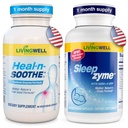 Sleepzyme & HEAL-N-SOOTHE Bundle – Sleep Supplement with Melatonin, GABA, Magnesium and L-Theanine + Joint and Mobility Supplement with Proteolytic Enzymes, Turmeric, Ginger, Boswellia & Bromelain