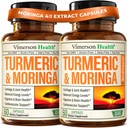 Moringa + Kurkuma Curcumin Supplement voor de gezamenlijke gezondheid, Gut Health, Energie en Immune Ondersteuning - Totale Wellness Formule - Tumerische Curcuma met zwarte peper & Moringa Pure Capsules - 60 Telling - 2 Pack
