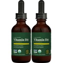 Global Healing Organic Vitamin D3 5000 IU Supplement - Vegan Vitamin D Supplements for Immune Health & Strong Bones Support - Pure D3 Vitamin 5000 IU Ingredients, VIT D3-2 Fl Oz- (2-Pack)