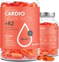Omega 3 Visolie met hoge sterkte met vitamine K2-1000mg, Noorse zalmolie, EPA & DHA, Burpless, Omega 3 vetzuren supplement voor ogen, hersenen, hart en immuniteit - 90 capsules - Cardio