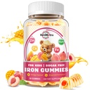 Iron Supplement Gummies for Kids - with Calcium, Zinc, Kids Multivitamin with Iron Gummies - Immune Support, Blood Builder & Energy Support for Iron Deficiency, Anemia, Peach & Mango Flavor, 60 Count