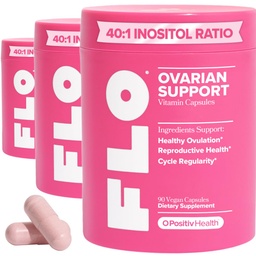 O Positiv FLO Ovarian Health Support – Hormone Balance for Women with DIM, Myo & D-Chiro Inositol, Folic Acid – Ovulation & Cycle Support – 30 Servings (Pack of 3)