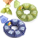 Ronde Wekelijkse Pillen Organisator, TPU Gegummeerde, Reizen Pillen Container 7 Dag, met 7 Grote Compartementen, Groot voor Dagelijkse Vitaminen & Supplementen, Schattige Pillen Case met Grote Letters en Braille (2 stuks)