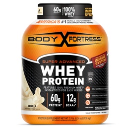 Body Fortress Super Advanced Wei Proteïne Poeder, Vanille, Immuun Ondersteuning (1), Vitaminen C & D Plus Zink, 3,9 lbs.