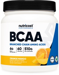Nutricost BCAA Powder (Orange Mango, 60 porties) - 2:1:1 Optimale verhouding, Glutenvrij, niet-GMO, vegetarisch