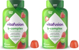 Vitafusion B-Complex Gummy Dietary Supplements, with 5 B Vitamins to Support Cellular Energy Production (1), Plus Vitamin C, Strawberry Flavor, 60 Count (Pack of 2)