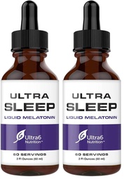 Ultra6 Nutrition Melatonin Drops with Valerian Root - Liquid Melatonin Sleeping Supplement with 5 HTP & Passion Flower - A Liquid Sleep Aid Strength Blend for Adults (Pack of 2)