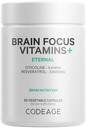 Codeage Hersen Focus Vitaminen + Nootropic Supplement met Citicoline als Cognizin, Panax Ginseng, Resveratrol, Gotu Kola, Vitamine B12 Methylcobalamine - Liposomale Levering - Non-GMO - 60 Capsules