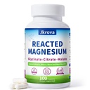 Reacted Magnesium & Potassium - High Absorption Magnesium Supplement with Magnesium Citrate, Glycinate, Malate - Supports Sleep, Muscles, Heart Health - 100 Capsules