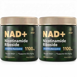 NAD+ Supplement | 1100mg Liposomal Nicotinamide Riboside with Resveratrol & Quercetin |Mental Focus | 120 Caps - Pack of 2