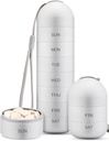 Zannaki Metal Moisture Proof Weekly Pill Organizer, Stackable Aluminium Alliage BPA Voyage libre Randonnée 7 jours Pill Box Case étanche et grand compartiment pour tenir les pilules, vitamines, huile de poisson, suppléments