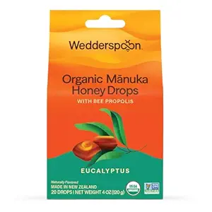 Wedderslepel Biologische Manuka Honey Drops, Eucalyptus & Bee Propolis, 20 Graaf (4oz) (Pack of 1)