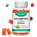 Ashwagandha Gummies, Vitamine D3 extra-forte, supplément d'extrait de racine d'Ashwa biologique pour la relaxation calme et le soutien immunitaire, mélange de sucre végétalien Berry sans sucre Compte 60